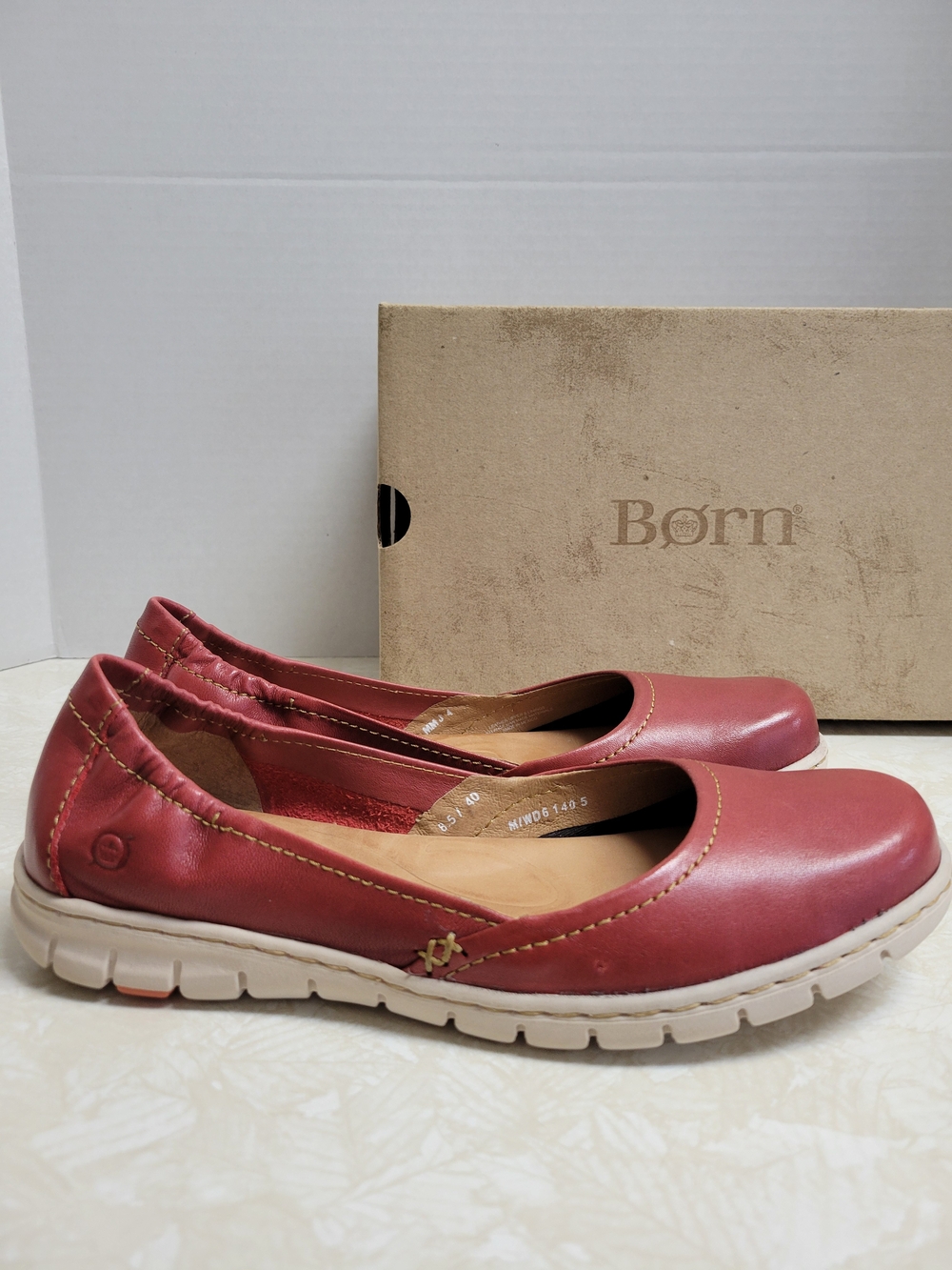 Born Women's Faded RedLeather Slip-On Flats